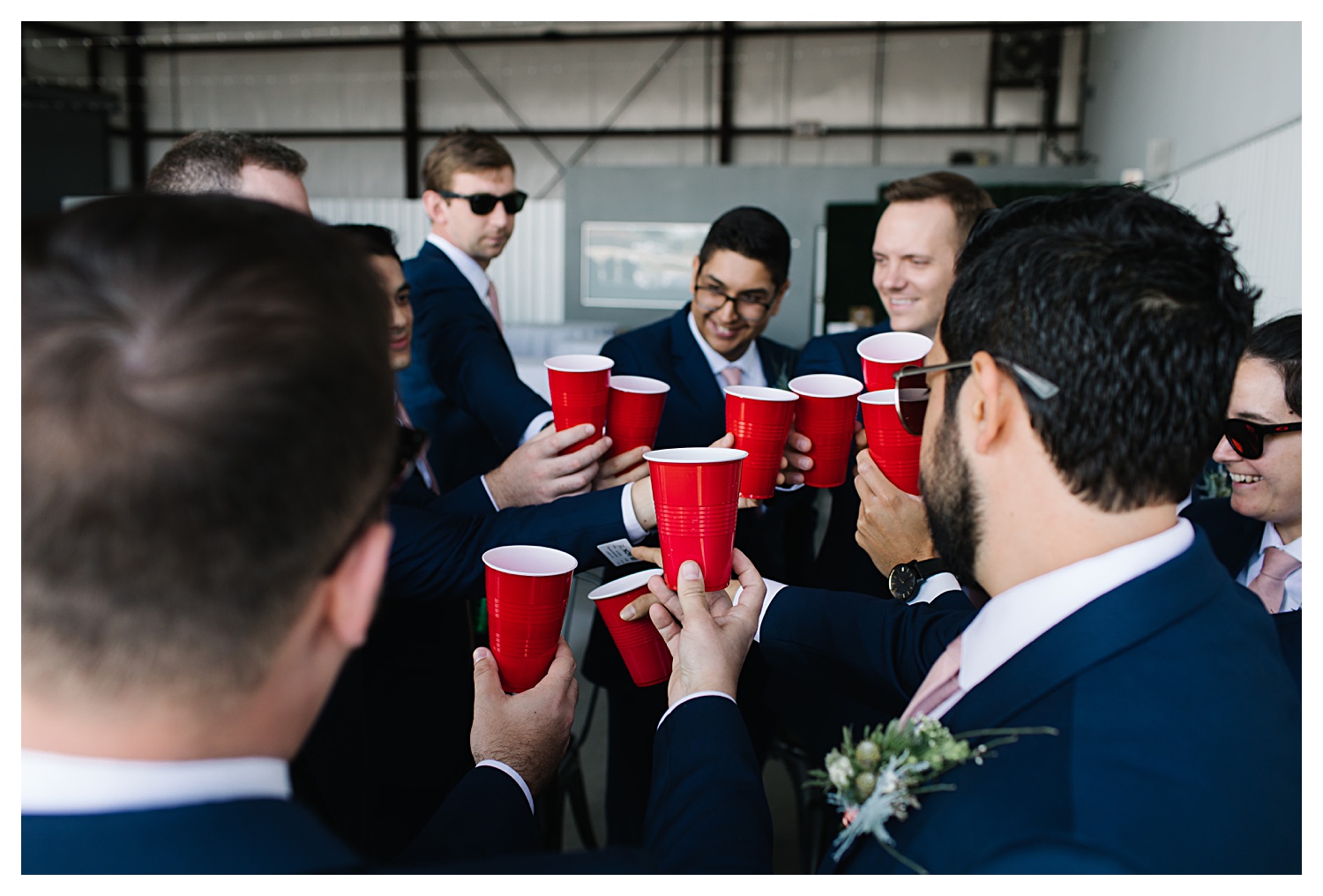 groomsmen with red solo cups