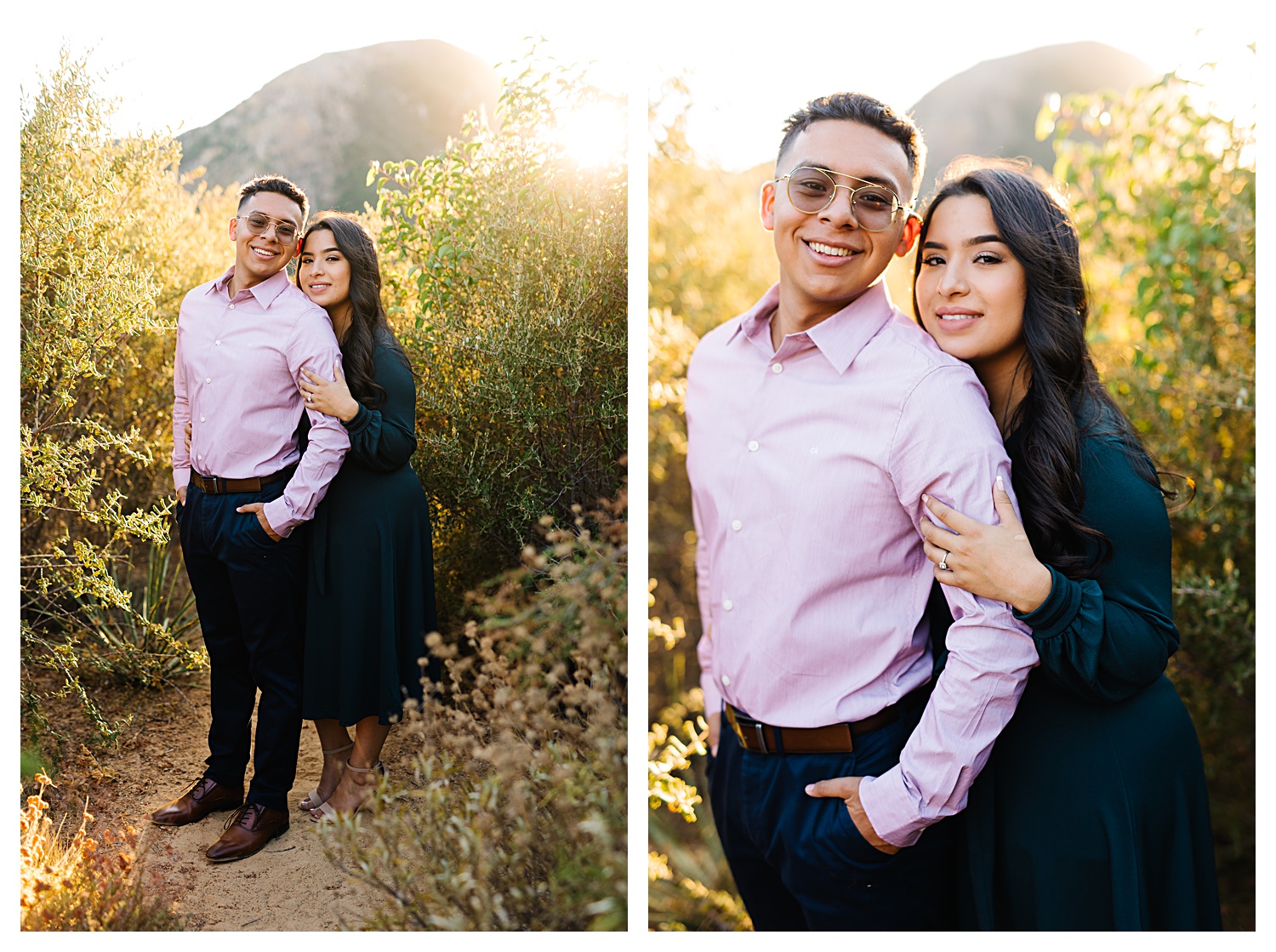 engaged couple posing for Angeles National Forest Engagement Photos