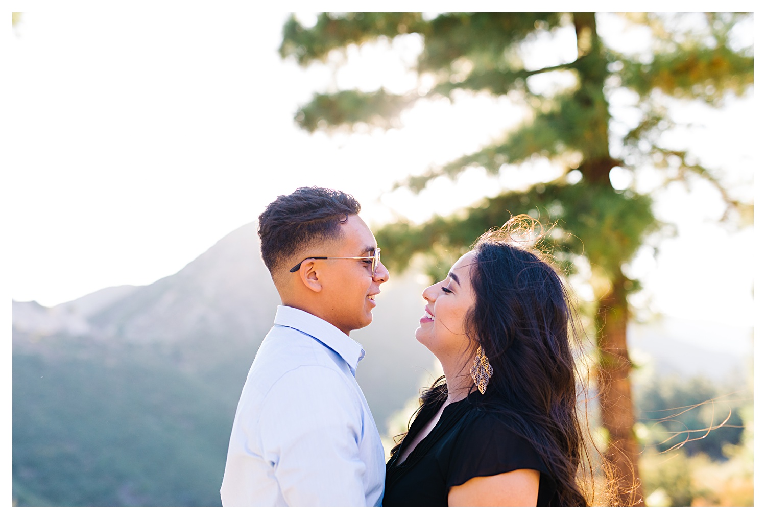 Angeles National Forest Engagement Photos fiance looking into partners eyes