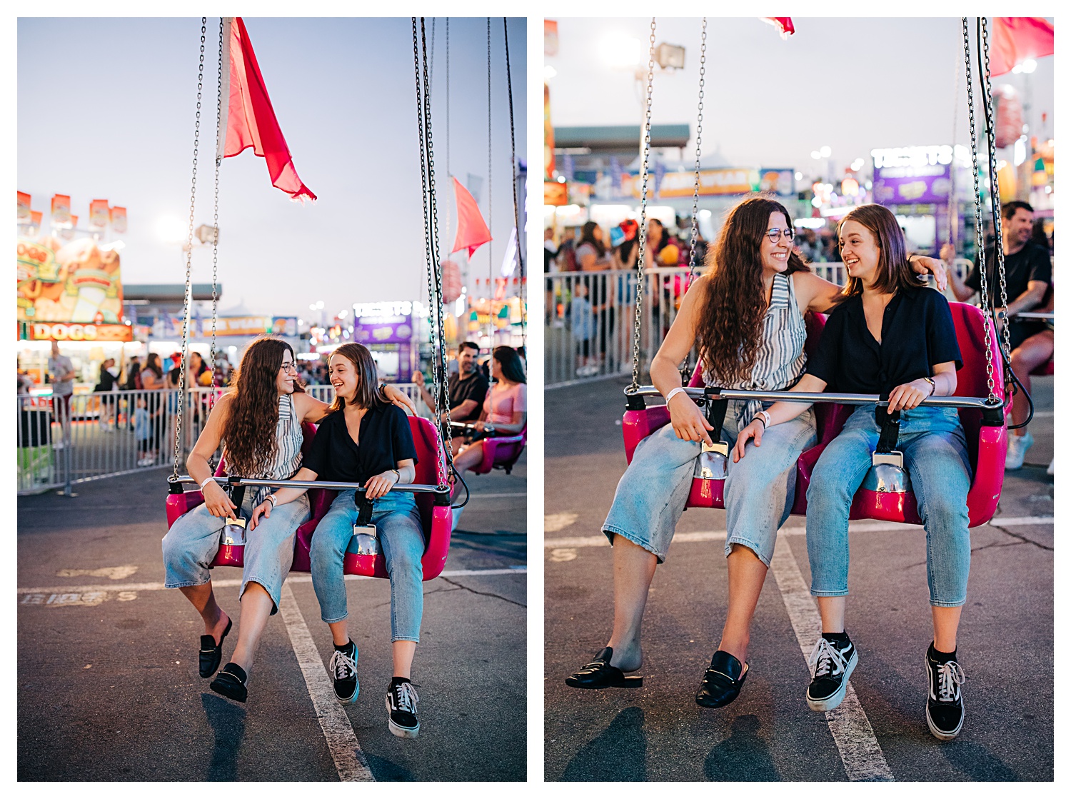 lesbian couple on big swing ride at oc fair couples photos