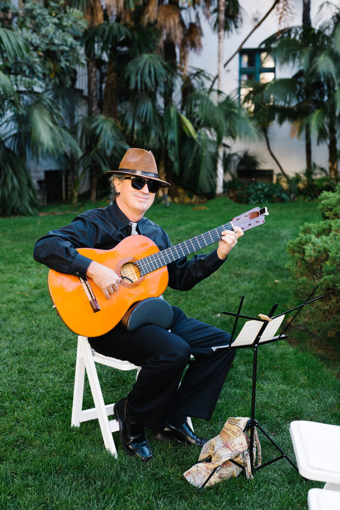 classical guitarist plays at wedding ceremony
