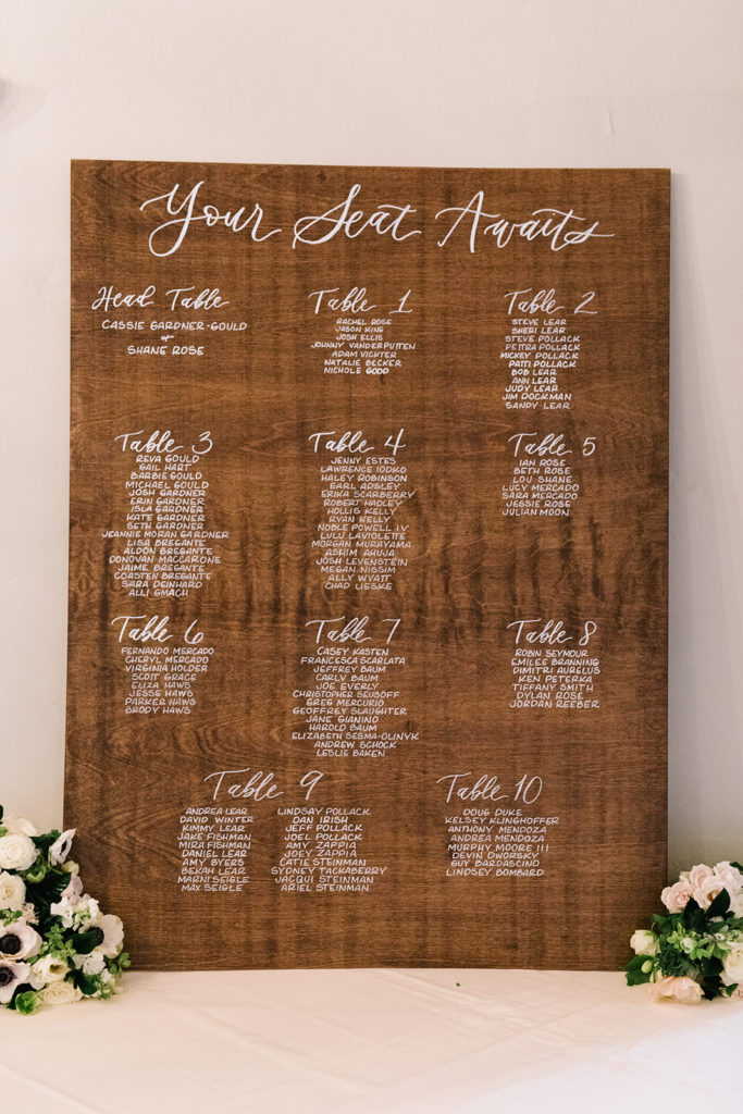 seating chart for wedding in santa barbara
